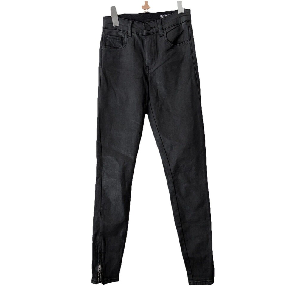 BlankNYC The Bond Black Coated Skinny Jeans Mid Rise Ankle Zip 26 Indie Sleaze